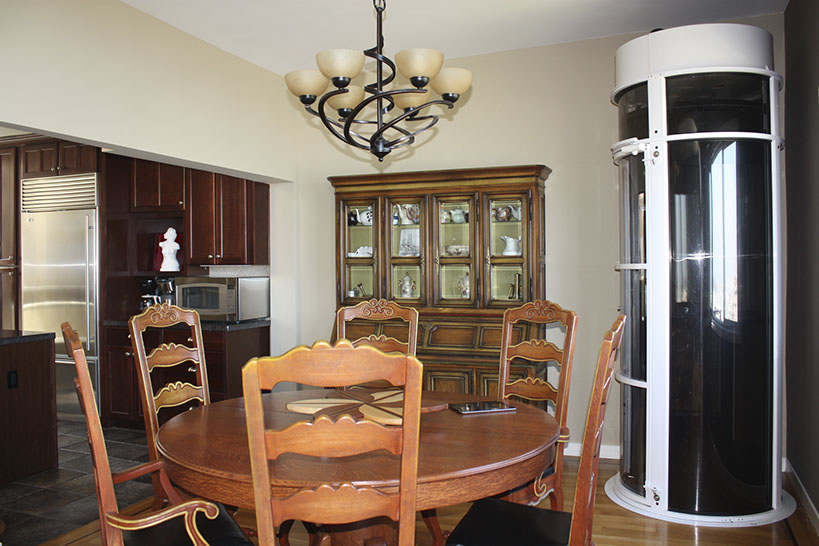 pneumatic elevator in dining room